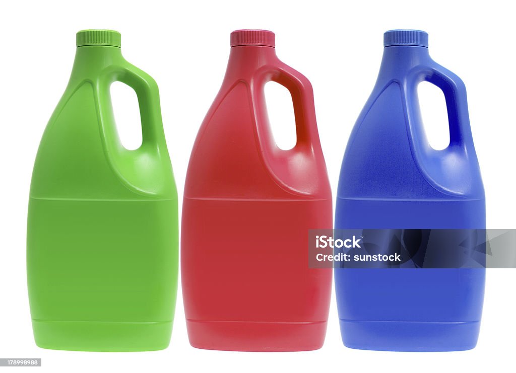 Plástico botellas de detergente - Foto de stock de Artículos de limpieza libre de derechos