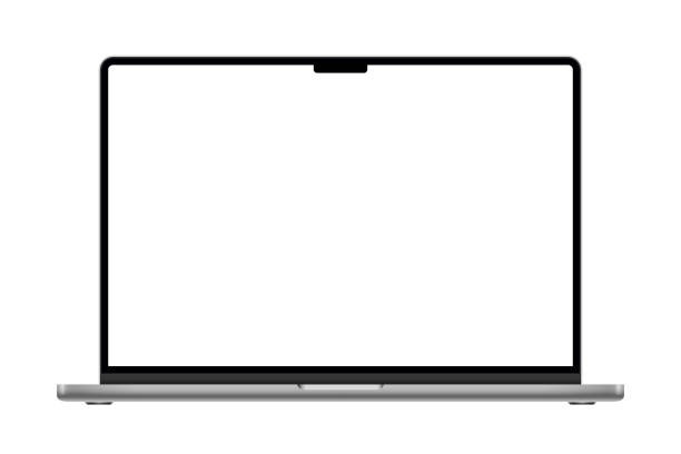 istock Modern laptop mockup with empty white monitor, device template mockup isolated - stock vector 1789995384