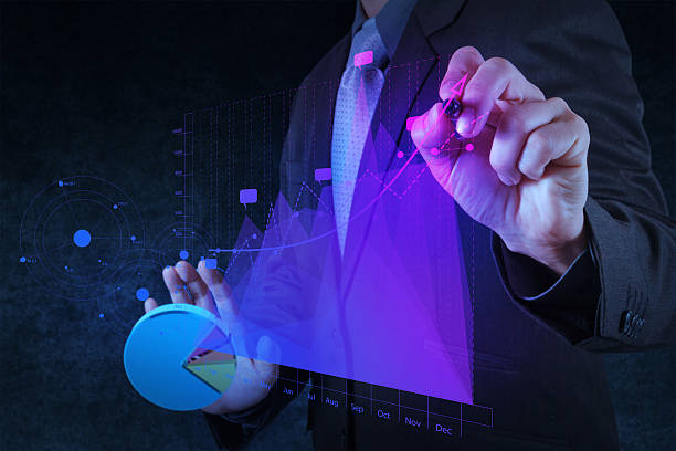 istock businessman hand drawing virtual chart business on touch screen 179000437