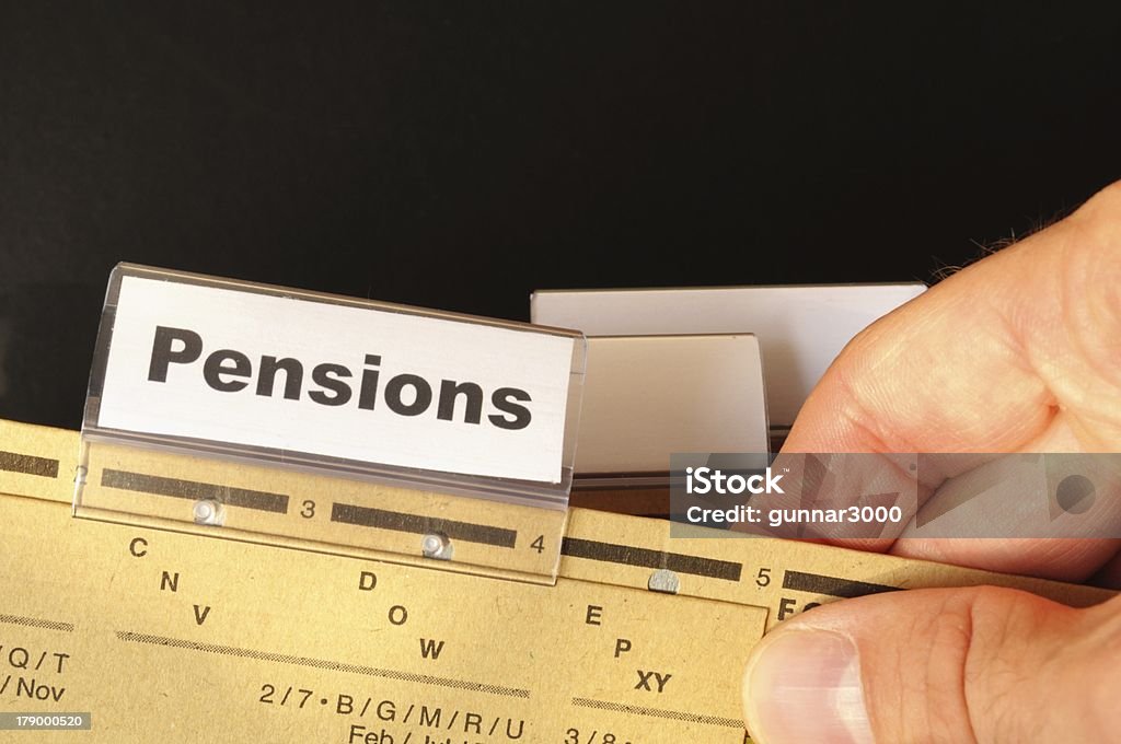 pensions pension pension or retirement concept with word on business office folder index Aging Process Stock Photo