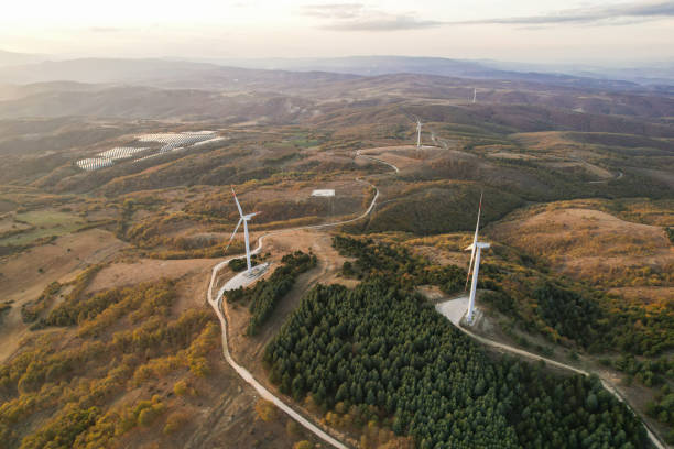 istock wind turbines in the forest area 1790009323