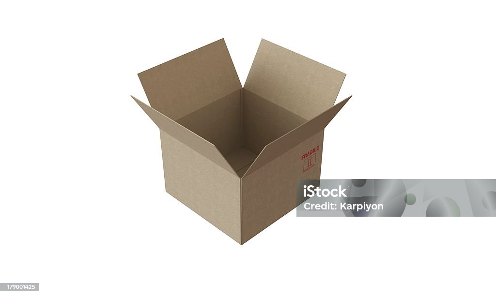 Open Cardboard box isolated on white in perfect condition 3d model of a beatifult Cardboard box isolated on white Box - Container Stock Photo