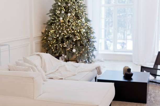 istock Modern living room with Christmas tree 1790020657
