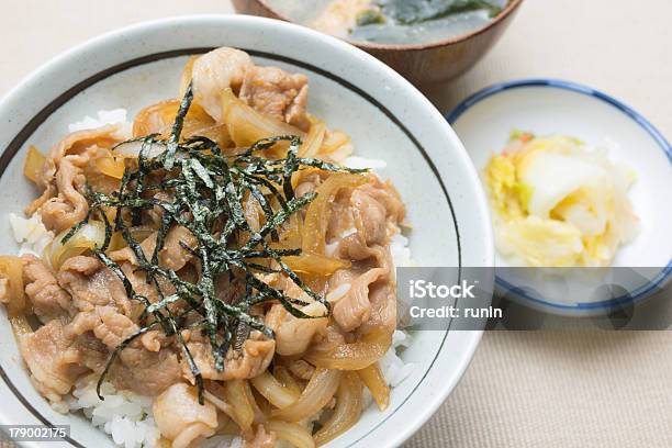 Japanese Cuisine Shogayakidon Stock Photo - Download Image Now - Pork, Baking, Bowl