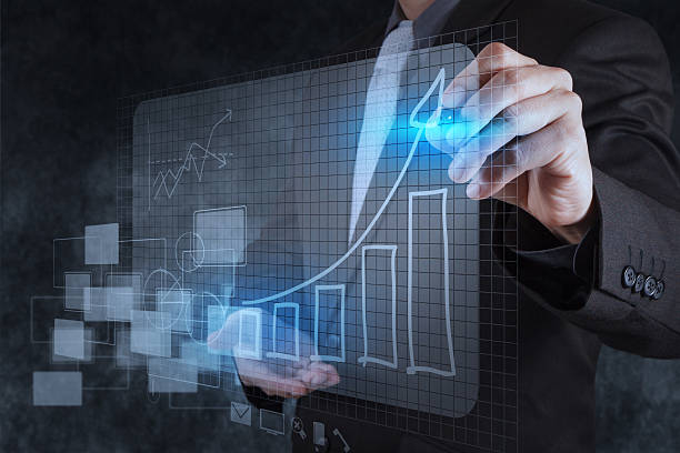 istock businessman hand drawing virtual chart business 179002479