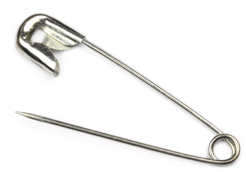 Safety Pin over white background