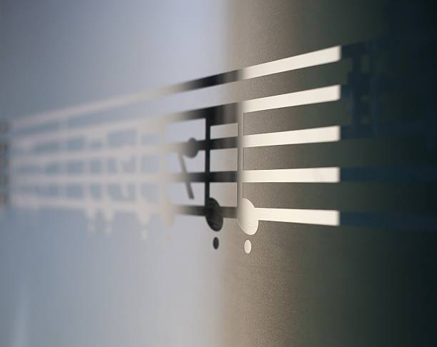 istock Musical notes on frosted glass, art background 179003784