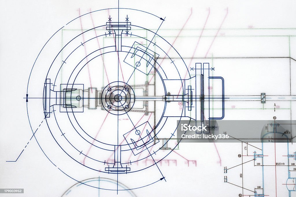 Industrie Dokument Technische Zeichnung - Lizenzfrei Diagramm Stock-Foto