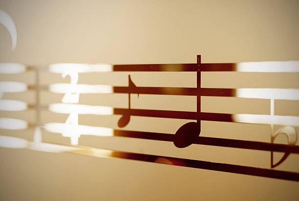 istock Musical notes on frosted glass, art background 179004400
