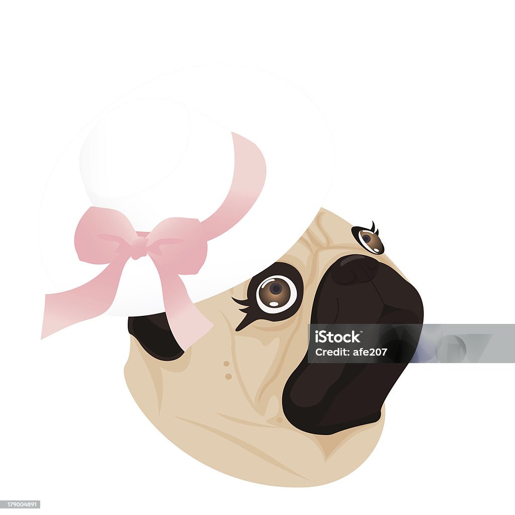パグ lady 犬のリボン - イラストレーションのロイヤリティフリーストックイラストレーション