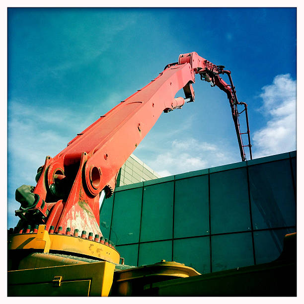 Cement being pumped into new building