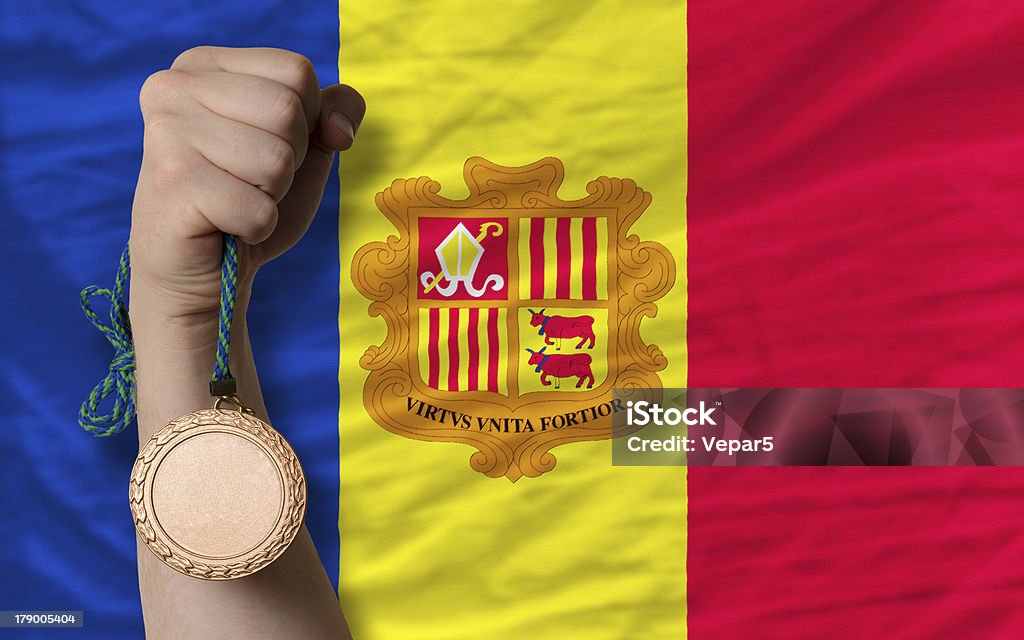 Bronze medal for sport and national flag of andorra - Photo de Bronze - Alliage libre de droits