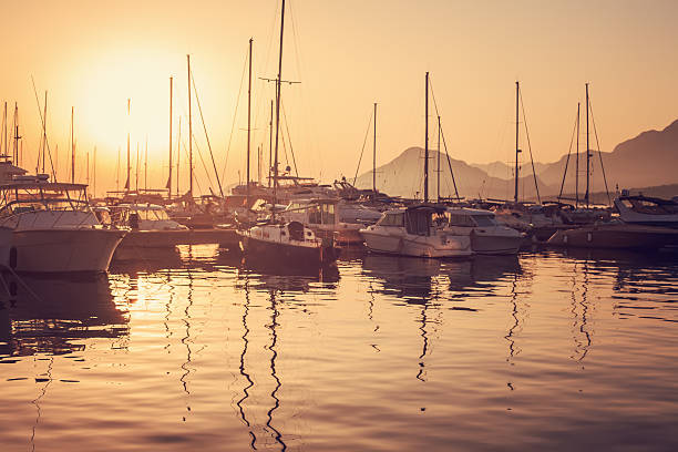 istock Yacht marina at sunset 179005517