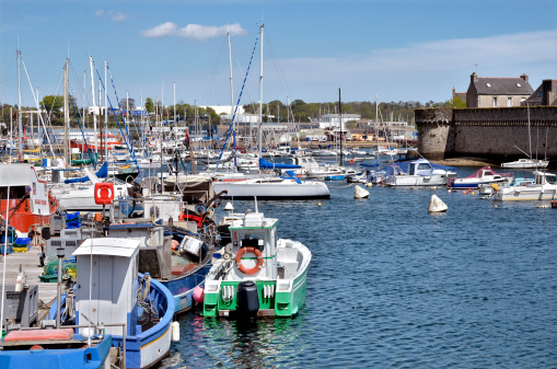 Fishing port of Concarneau, commune in the Finistère department of Brittany in north-western France