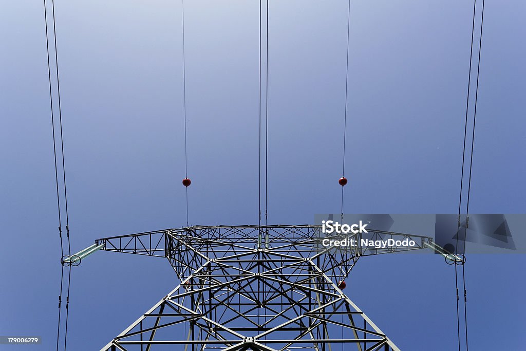 Detail of electricity pylon Detail of electricity pylon against blue sky Fuel and Power Generation Stock Photo