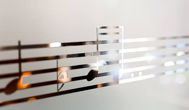 istock Musical notes on frosted glass, art background 179007551