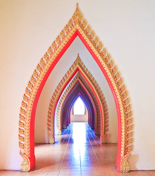 istock Walkway in temple and Arch door 179008797