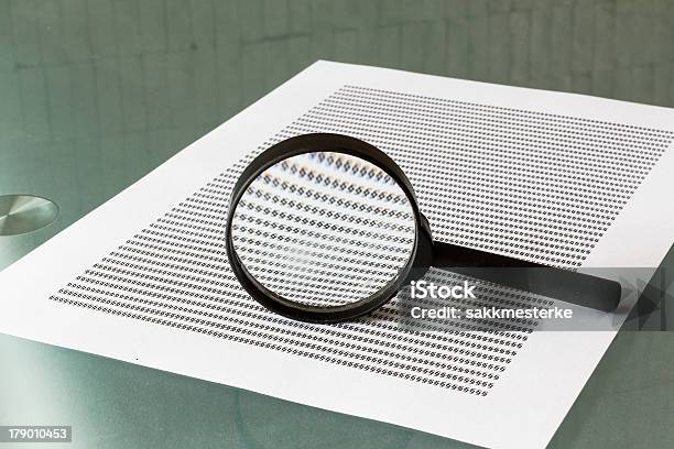 Law Investigation Magnifying Glass With Document Stock Photo - Download Image Now - Analyzing, Crime, Data