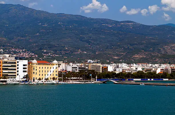 Volos city in Greece. View from the sea.