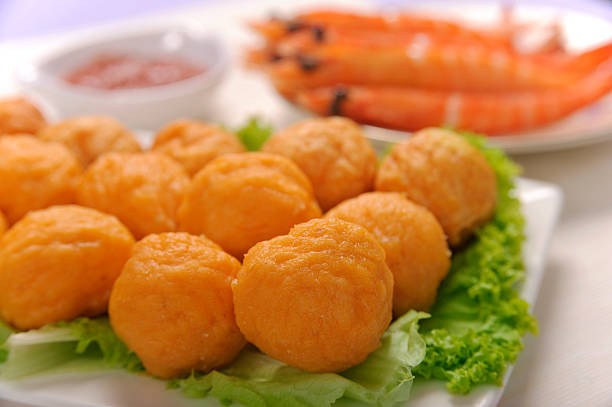 istock Fried prawn balls served with chilli sauce 179011068