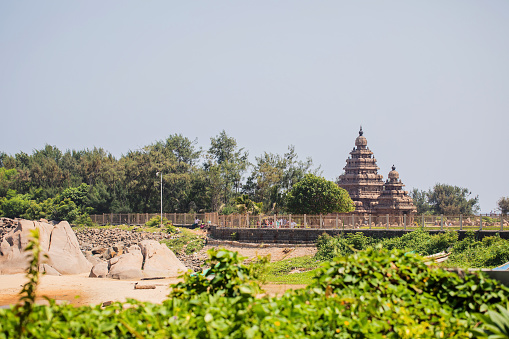 Descent of the Ganges and Arjuna's Penance ancient stone sculpture - monument at Mahabalipuram, Tamil Nadu, India