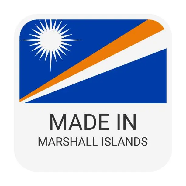 Vector illustration of Made in Marshall Islands badge vector. Sticker with stars and national flag. Sign isolated on white background.