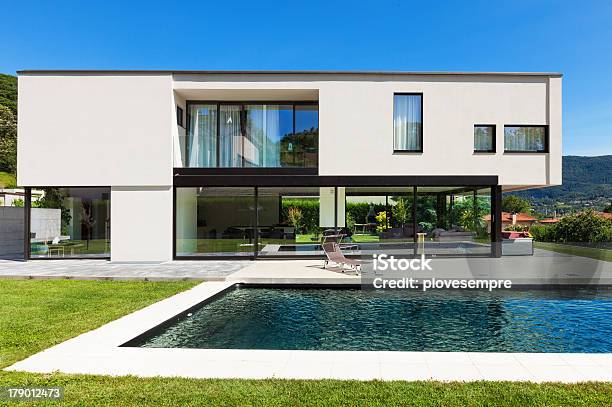 Modern Villa With Pool Stock Photo - Download Image Now - Swimming Pool, House, Villa