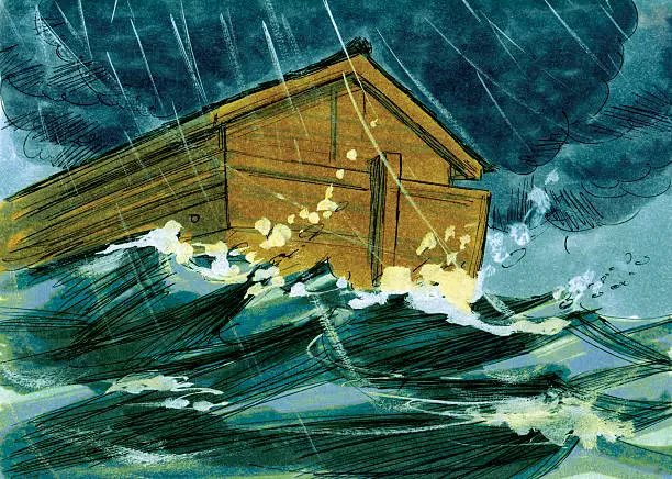 A man named Noah lived in a time when the world and all the people in it were very evil. Noah had three sons, Shem, Ham, and Japheth. Noah and his family were the only ones who were following God. God decided it was time to destroy the world and all the evil people in it. He instructed Noah to build an ark, a large boat. He gave specific dimensions and materials to be used. He told Noah to bring his wife, his sons, their wives, and a male and female of each species of animal. When the ark was ready, the rain began to fall. It rained 40 days and 40 nights. The entire earth was covered even the mountains and all inhabitants not in the ark died. When the rain ended and the flood waters began to recede, Noah sent out a dove to find land. He did this multiple times until the dove returned with an olive branch. Eventually the waters receded and the family and animals left the ark. God promised never to destroy the earth and mankind again. He sent a rainbow as a symbol of that promise. 