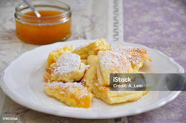 Kaiserschmarrn German Pancakes With Applesauce Stock Photo - Download Image Now - Kaiserschmarrn, Plate, Apple Sauce