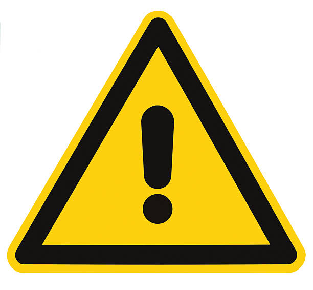 blanco triángulo de peligro de peligro y advertencia signo aislado macro - warning symbol fotografías e imágenes de stock