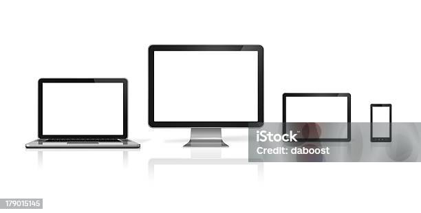 Komputer Laptop Telefon Komórkowy I Tablet Pc - zdjęcia stockowe i więcej obrazów Laptop - Laptop, Białe tło, Monitor komputerowy