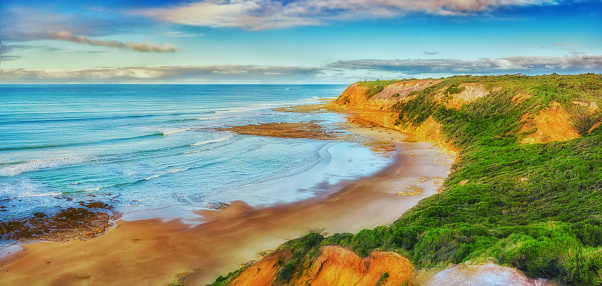 Overview of the beach at Urquart Bluff, near Aireys Inlet, Great Ocean Road, Victoria, Australia