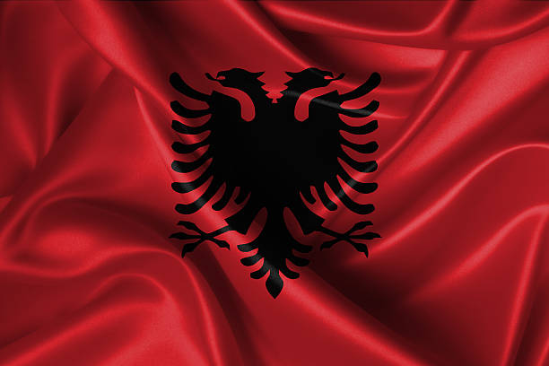 istock Wavy Flag of Albania. 179015541