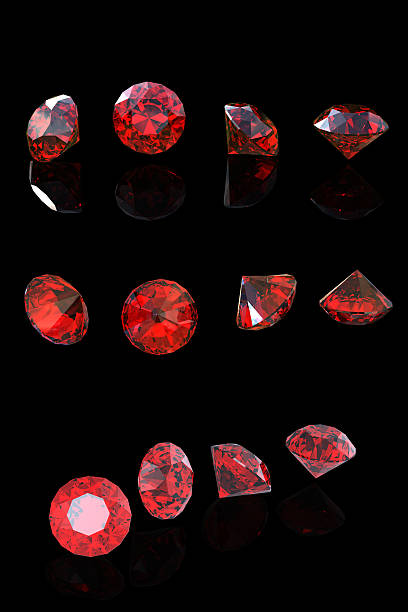 istock Round garnet isolated on black. Gemstone 179015547
