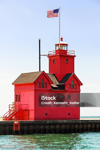 Holland Big Red Lighthouse Stock Photo - Download Image Now - American Culture, Assistance, Beacon
