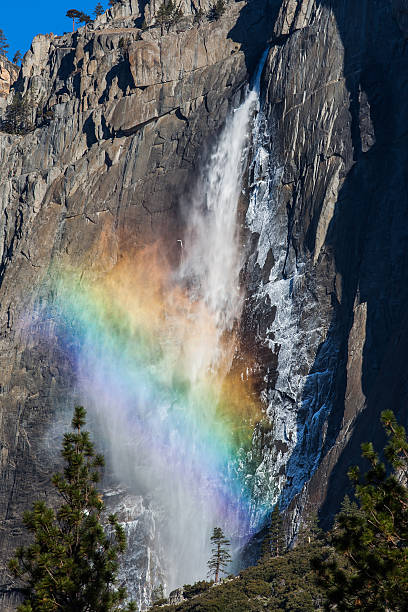 Yosemite Fall with Rainbow stock photo