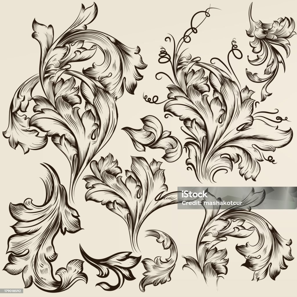 Collection of vector vintage swirl ornaments for design Vector set of calligraphic elements for design. Calligraphic vector Anniversary stock vector