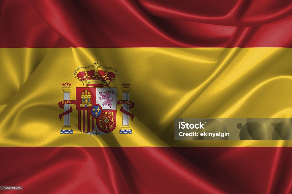 Ondulado bandera de España - Foto de stock de Bandera libre de derechos