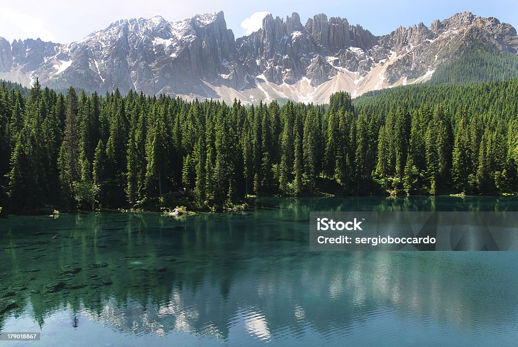 Carezza lake Carezza lake in Trentino Alto Adige in Italy Colors Stock Photo