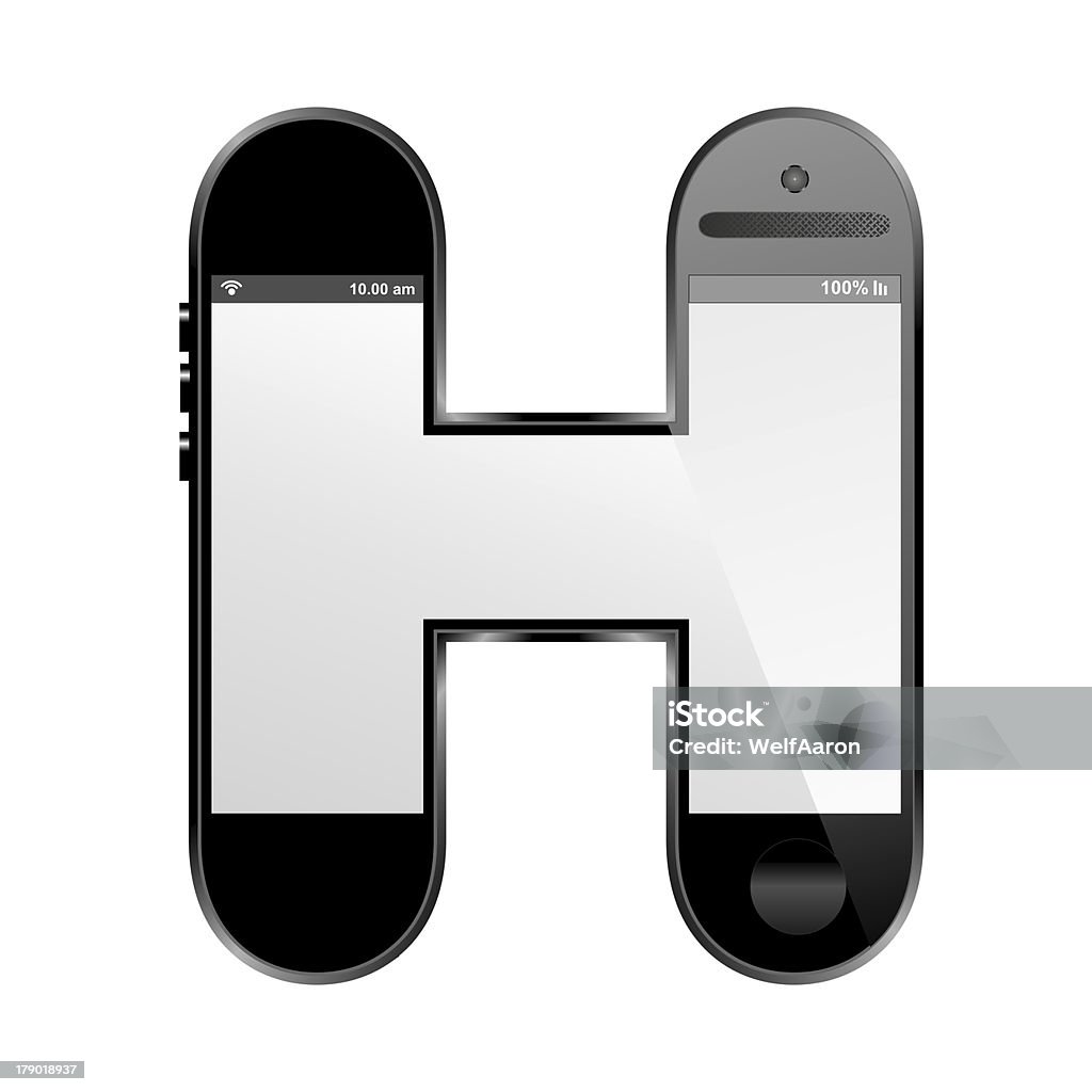 Smartphone-design, alphabet-design Buchstabe H - Lizenzfrei Alphabet Stock-Foto