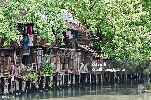 Slum On Dirty Canal Stock Photo - Download Image Now - Architecture, Asia, Building Exterior