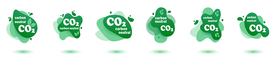 Neutral carbon  CO2 stamp. Stiker neutral carbon dioxyde footprint .