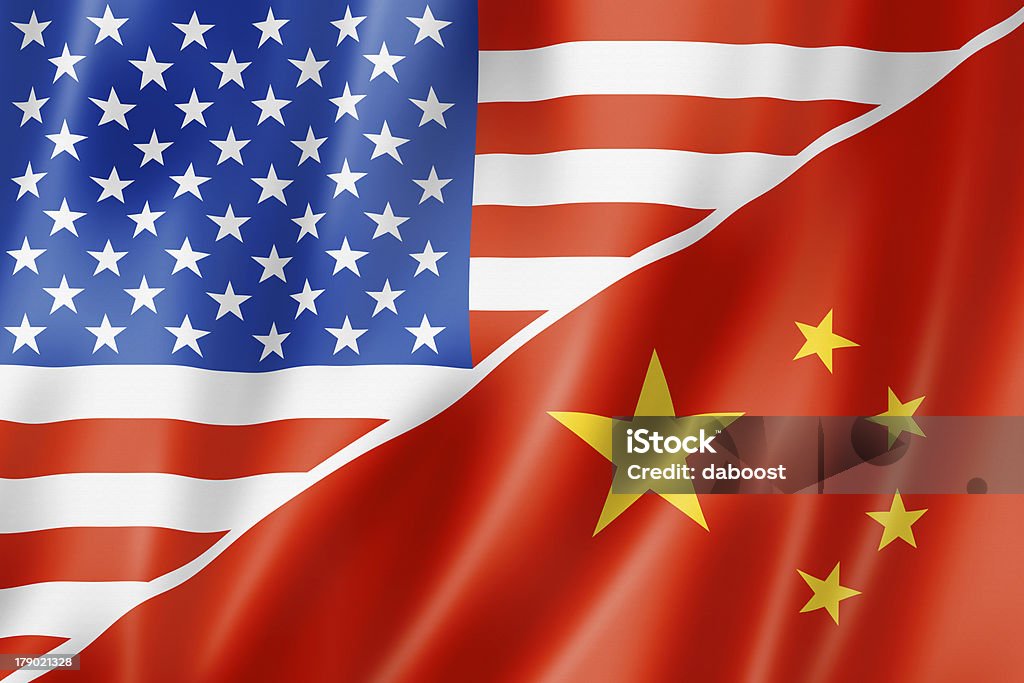 США и Китай флаг - Стоковые фото Китай роялти-фри