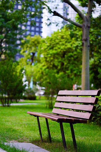istock City park wooden stool 179021409
