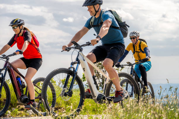istock People riding electric mountain bikes 1790214352