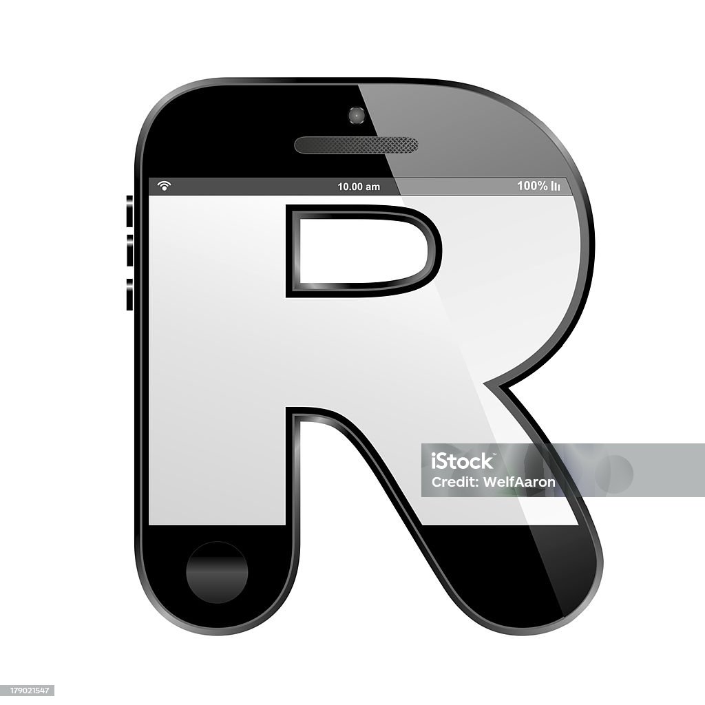 smart phone forma di progettazione di alfabeto Lettera R - Foto stock royalty-free di Alfabeto
