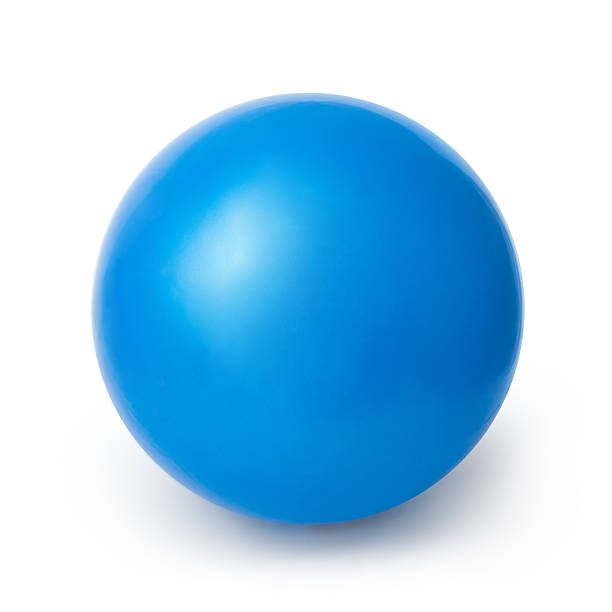blauer ball isoliert auf weißem hintergrund - rubber stock-fotos und bilder