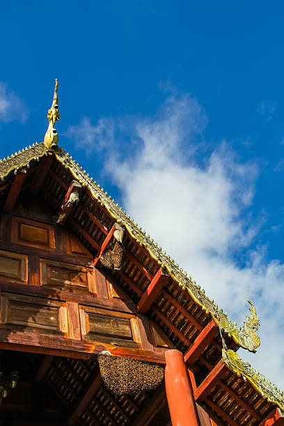 istock Bee nest at wooden temple 179022541
