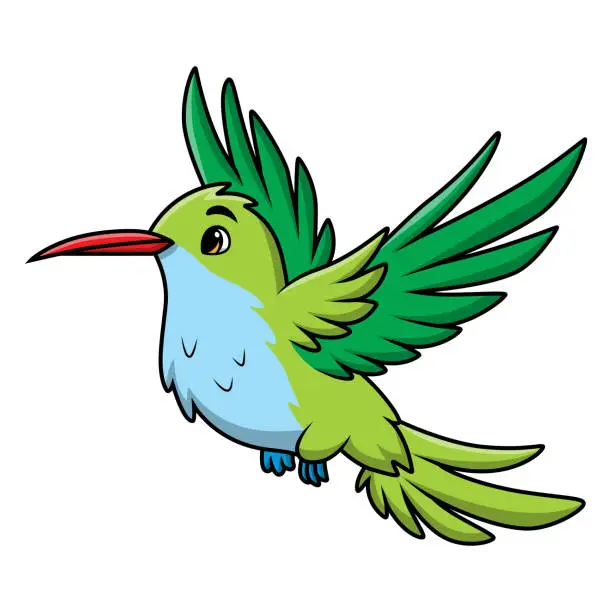 Vector illustration of Cute hummingbird cartoon on white background