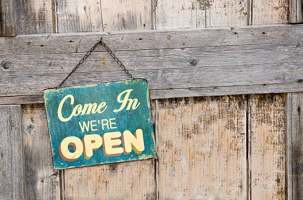 Vintage open sign stock photo